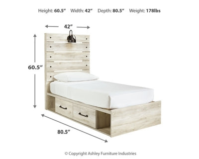 Cambeck Twin Panel Bed with 2 Storage Drawers