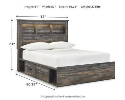 Cama con estantería completa Drystan con 4 cajones de almacenamiento