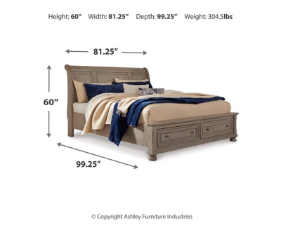 Cama tipo trineo Lettner California King con dos cajones de almacenamiento