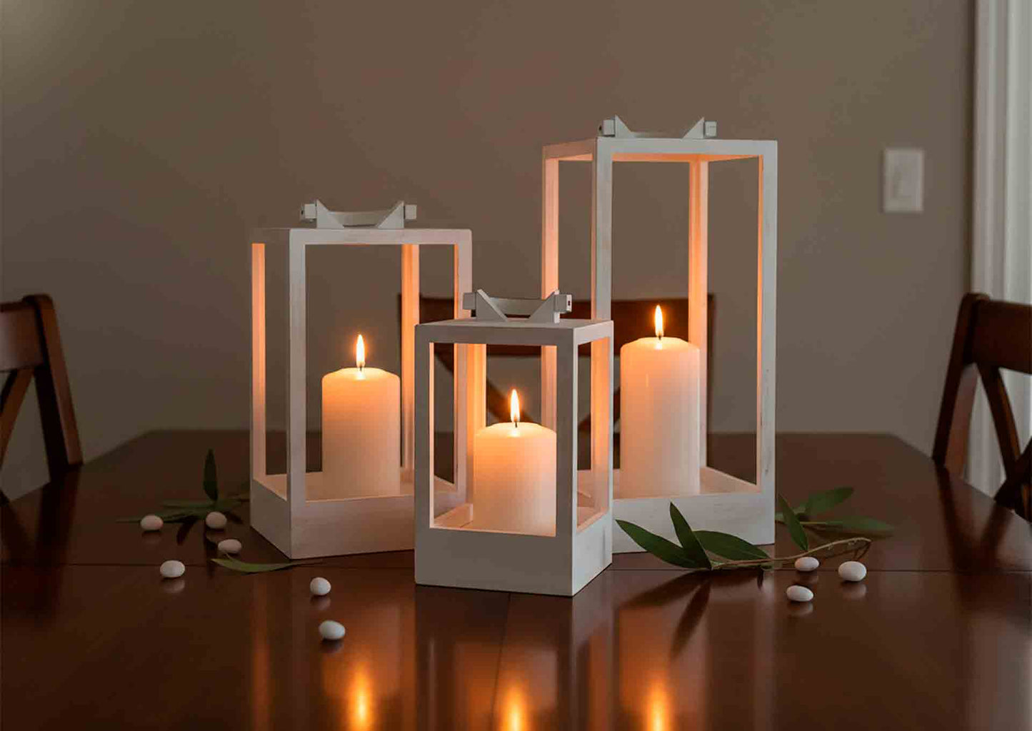 Candelabro Lantern white (set 3 piezas) - vista 3