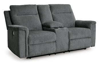 Loveseat reclinable eléctrico con consola Barnsana