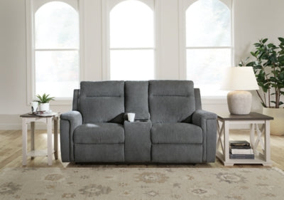 Loveseat reclinable eléctrico con consola Barnsana