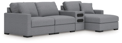 Omaha by Ashley 4-Piece Sectional with Chaise and Audio Console