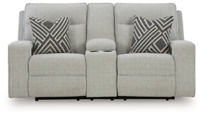 Sofá de dos plazas reclinable eléctrico Jasperson con consola