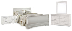 Anarasia Queen Sleigh Bed, Dresser, Mirror and 2 Nightstands