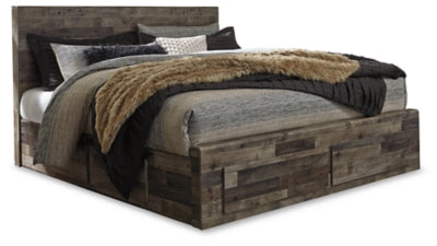 Cama Derekson King con paneles y 6 cajones de almacenamiento