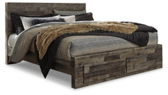 Cama Derekson King con paneles y dos cajones de almacenamiento