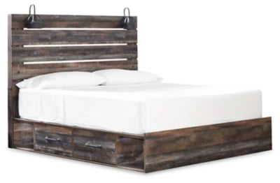 Cama Drystan King con paneles y dos cajones de almacenamiento