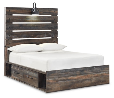 Drystan Full Panel Bed with 2 Storage Drawers