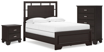 Covetown Full Panel Bed, Chest and Nightstand