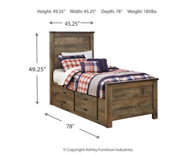 Trinell Twin Panel Bed with 2 Storage Drawers