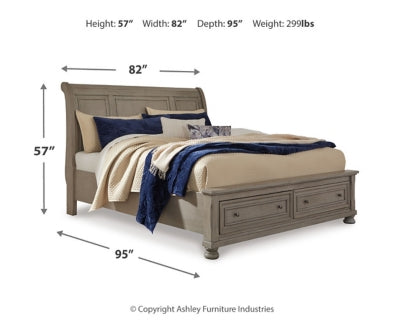 Cama Lettner King tipo trineo con dos cajones de almacenamiento