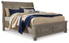 Cama Lettner King tipo trineo con dos cajones de almacenamiento