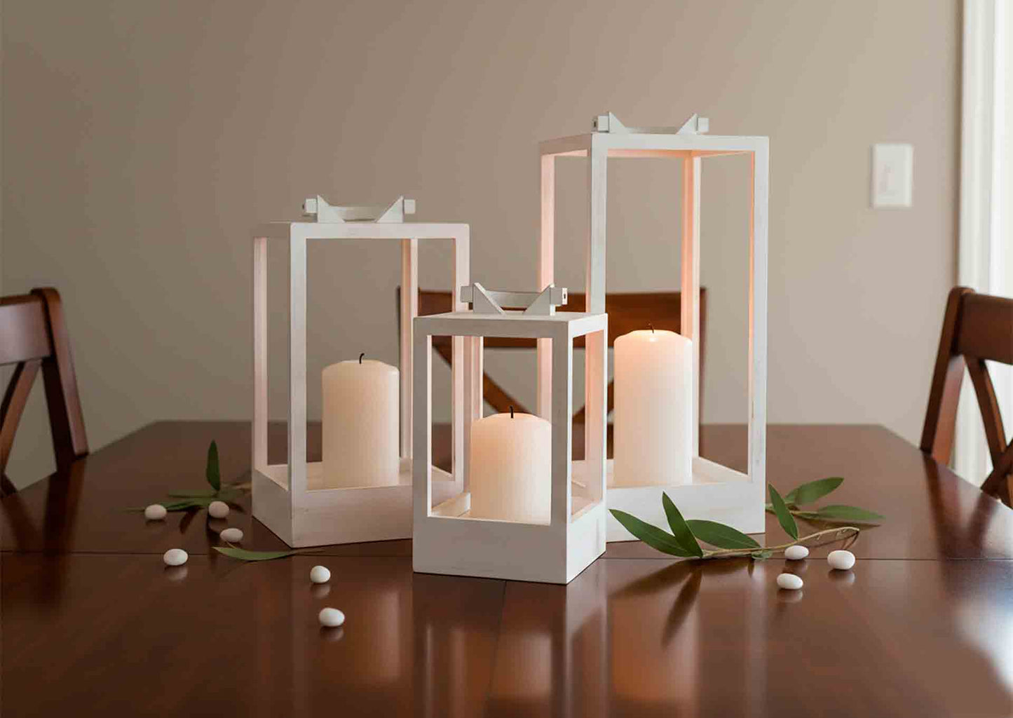 Candelabro Lantern white (set 3 piezas) - vista 2